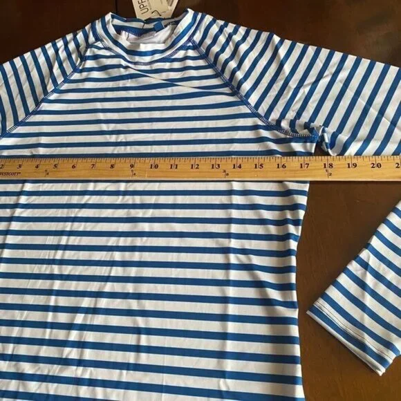 Cabana Life Women’s Striped  UPF 50+ Long Sleeve Shirt swim pool sports Sz M New - Picture 6 of 13